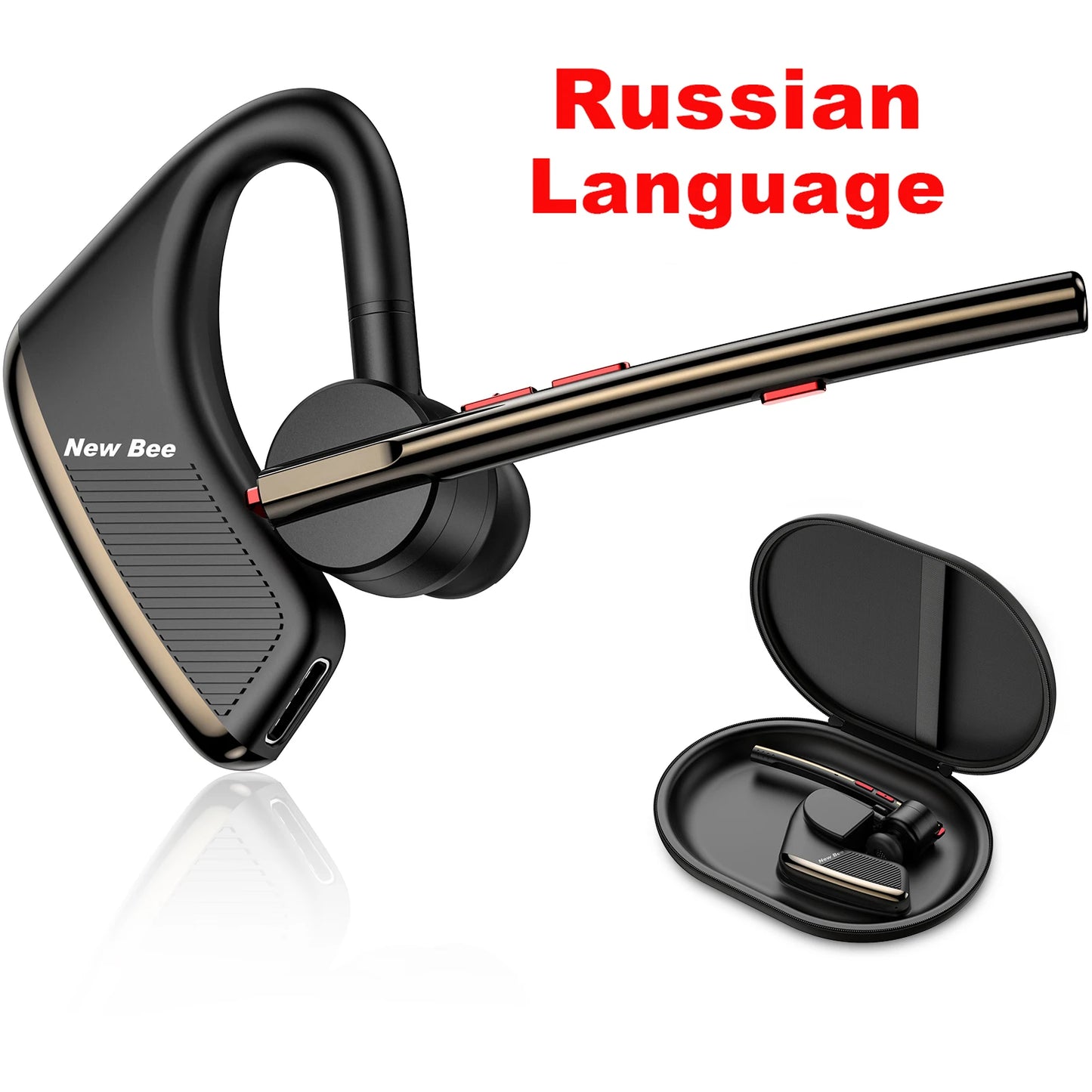 New Bee M50 Wireless Bluetooth Headset Earphones Headphone with Dual Mic Hands-free Earbuds CVC8.0 Noise Cancelling Earpiece