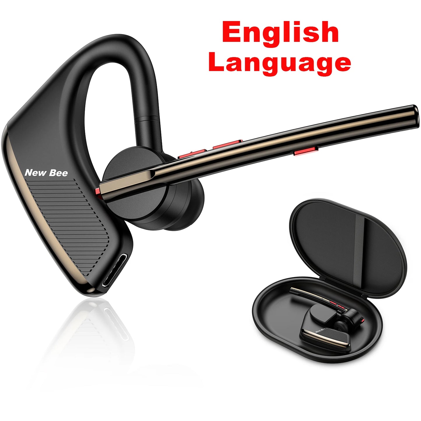 New Bee M50 Wireless Bluetooth Headset Earphones Headphone with Dual Mic Hands-free Earbuds CVC8.0 Noise Cancelling Earpiece