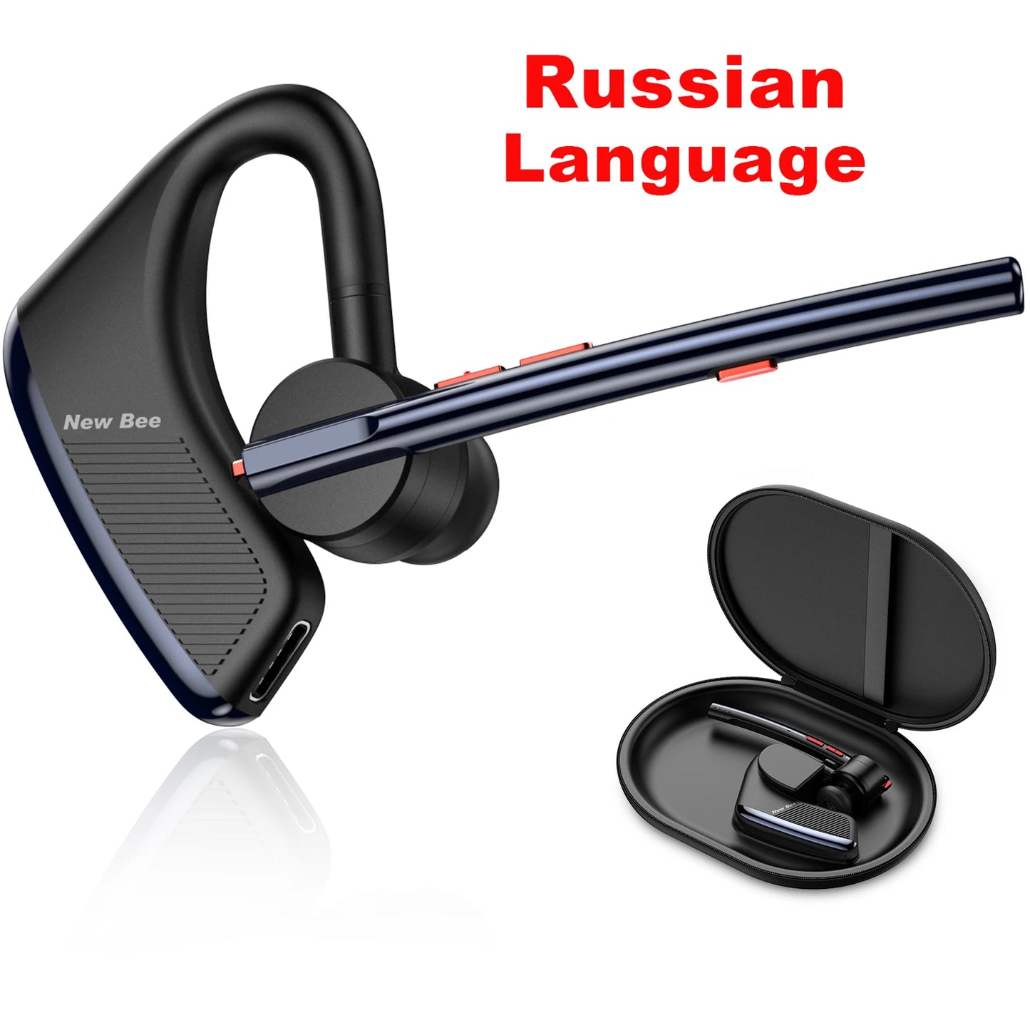 New Bee M50 Wireless Bluetooth Headset Earphones Headphone with Dual Mic Hands-free Earbuds CVC8.0 Noise Cancelling Earpiece