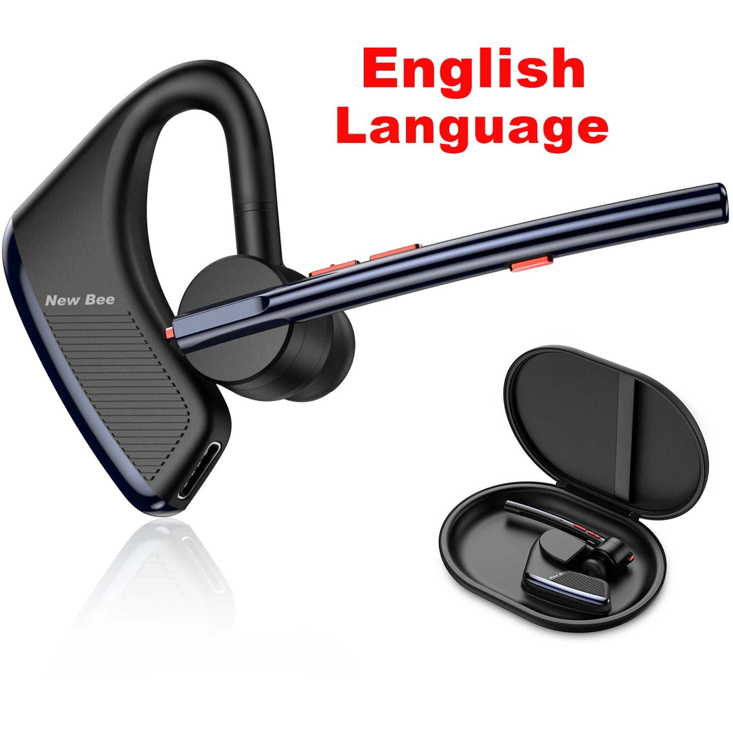 New Bee M50 Wireless Bluetooth Headset Earphones Headphone with Dual Mic Hands-free Earbuds CVC8.0 Noise Cancelling Earpiece