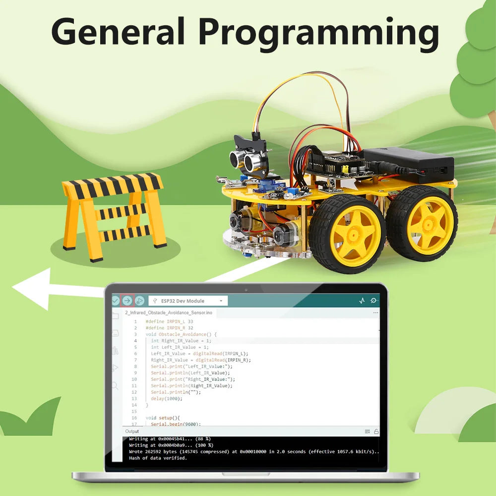 ESP32 Smart Robot Car Kit, Remote Control Car for Arduino Programming Project, STEM Educational Science Coding Kit - Drop4u