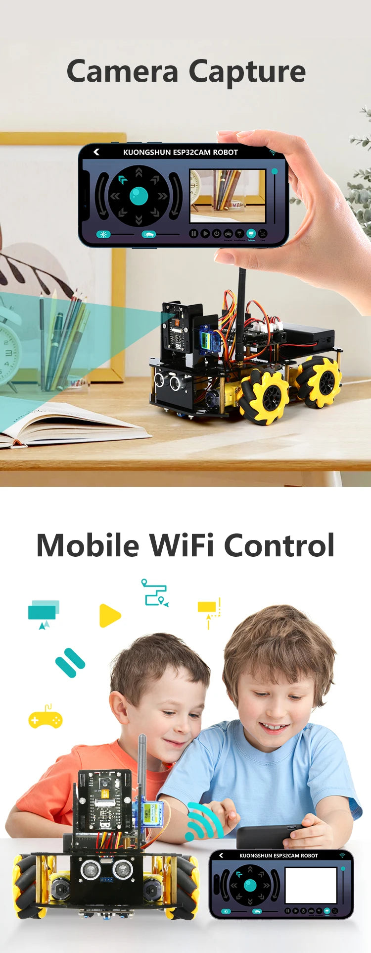 ESP32 Smart Robot Car Kit, Remote Control Car for Arduino Programming Project, STEM Educational Science Coding Kit - Drop4u