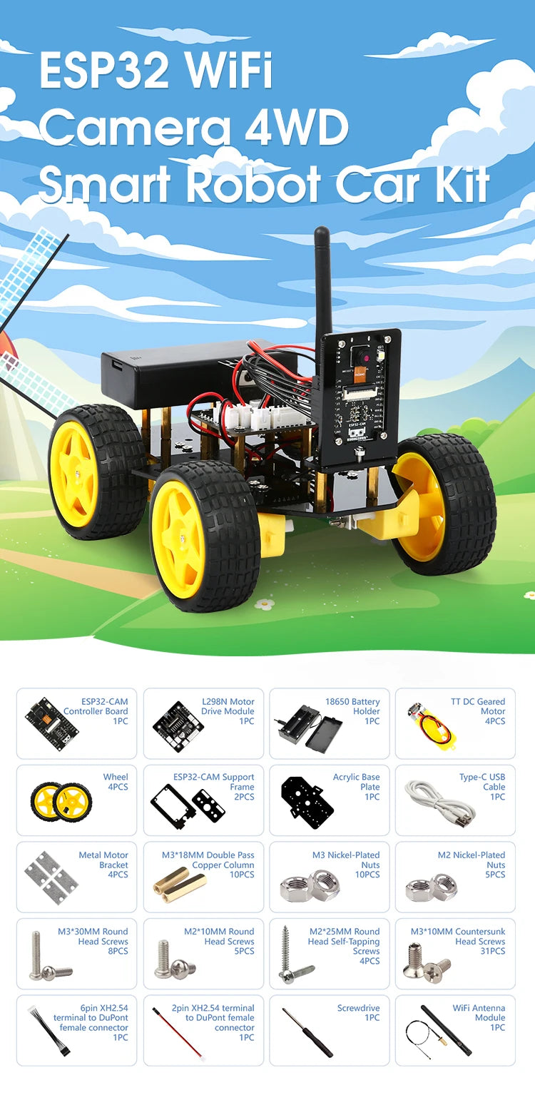ESP32 Smart Robot Car Kit, Remote Control Car for Arduino Programming Project, STEM Educational Science Coding Kit - Drop4u
