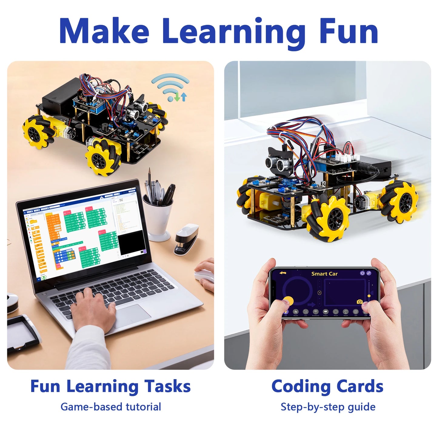 ESP32 Smart Robot Car Kit, Remote Control Car for Arduino Programming Project, STEM Educational Science Coding Kit - Drop4u