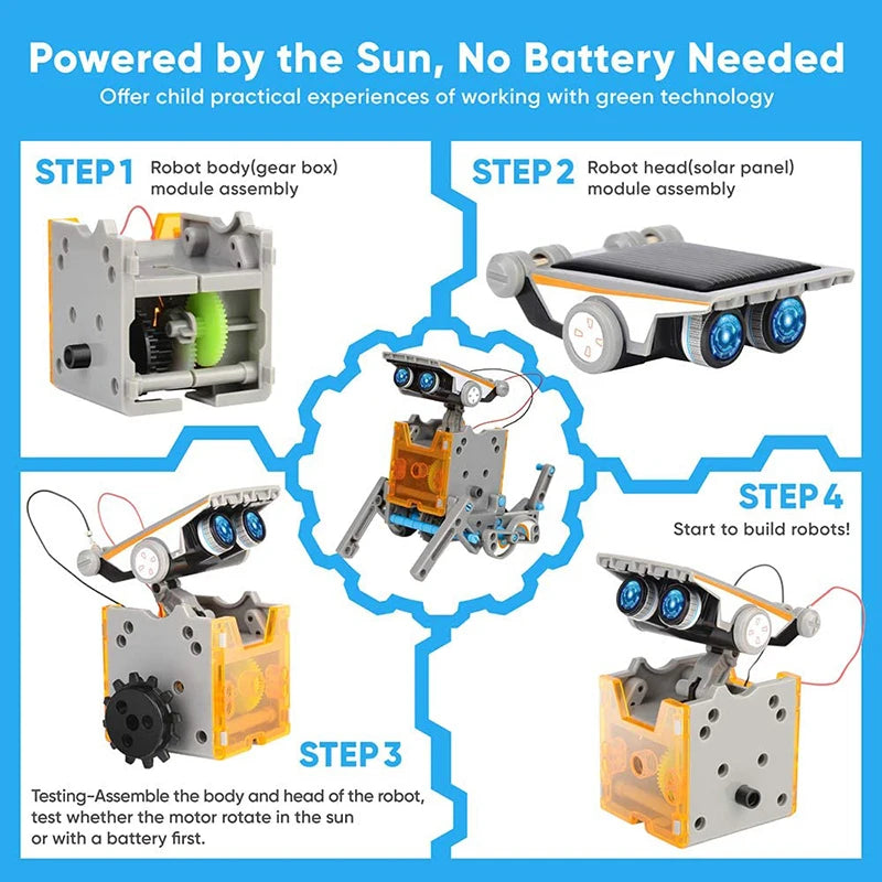 Robot Solar educativo 12 en 1, juguetes STEM, Kit de construcción científica para niños y niñas, Kit de montaje DIY, juguete - Drop4u