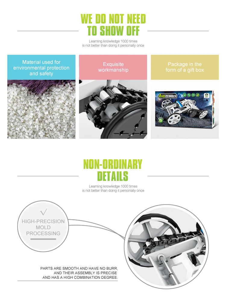 Juguete Solar novedoso para niños, Kit de ensamblaje, juego robótico, tracción en todas las ruedas, coche de escalada, juegos STEM, juguetes educativos, regalo para niños - Drop4u