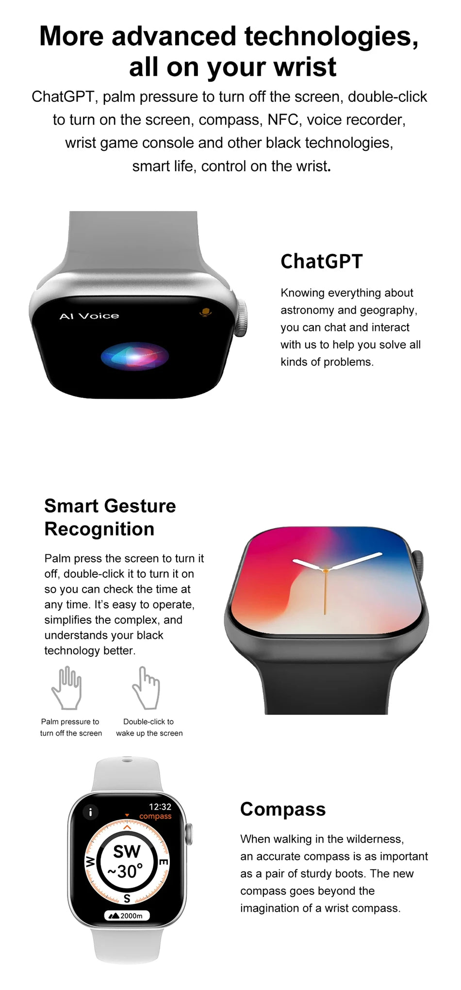 New DT Watch 10 Series Smart Watch Dial Weather Sports Record Mode Large Memory Voice Bluetooth Music Power Saving Smart Watch - Drop4u