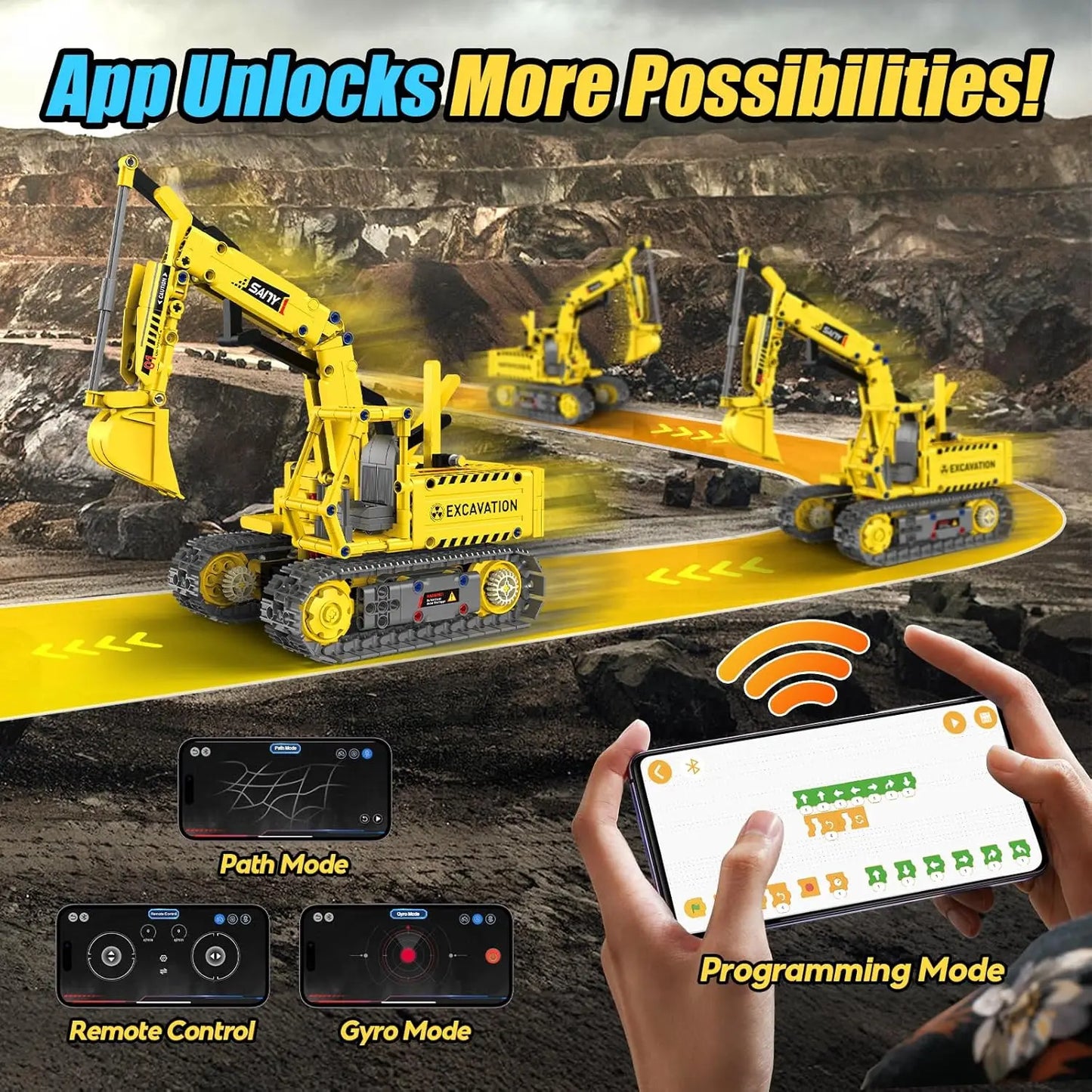 Robot de construcción de vástago 5 en 1, kits de 55 piezas para niños, aplicación y Control remoto, juguetes de construcción de excavadora, erector programable, regalo - Drop4u