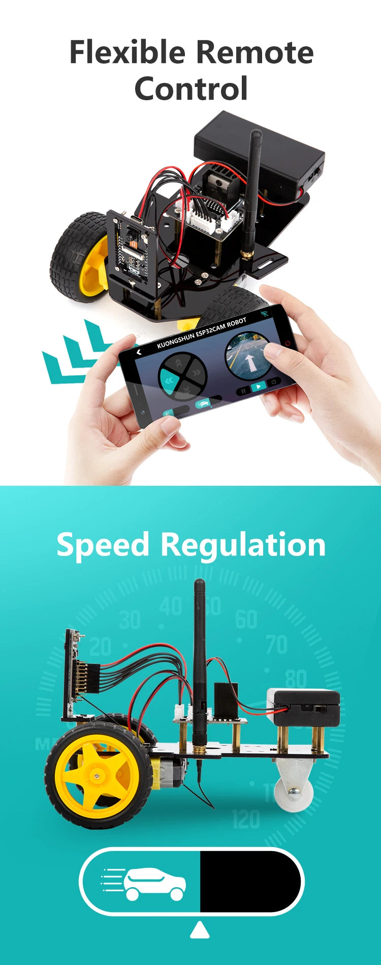 ESP32 Smart Robot Car Kit, Remote Control Car for Arduino Programming Project, STEM Educational Science Coding Kit - Drop4u