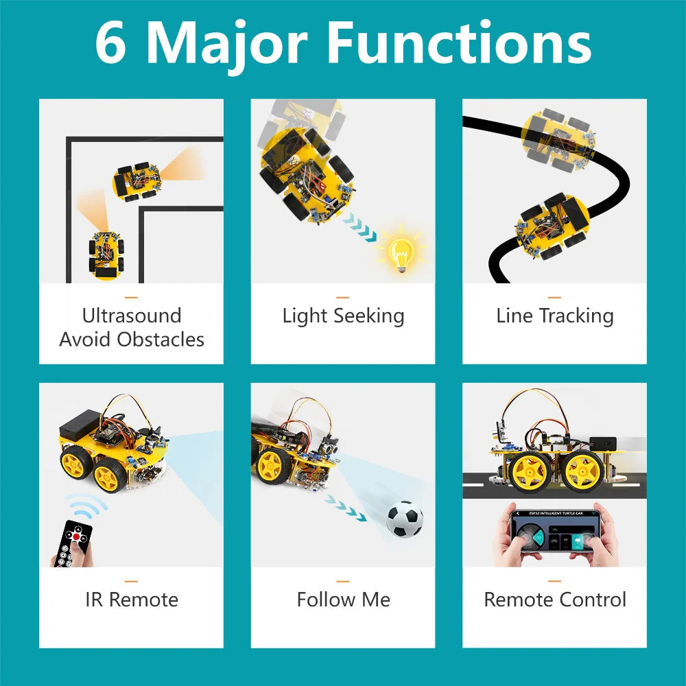 ESP32 Smart Robot Car Kit, Remote Control Car for Arduino Programming Project, STEM Educational Science Coding Kit - Drop4u