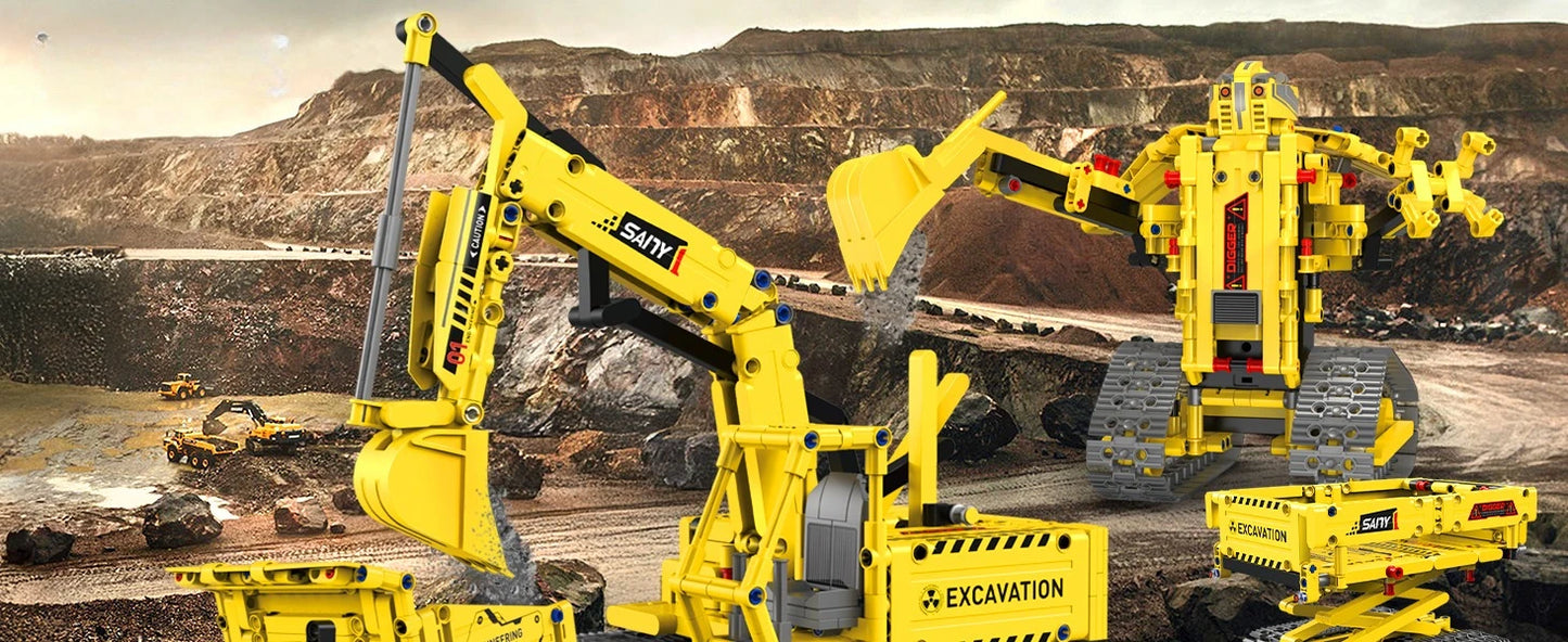Robot de construcción de vástago 5 en 1, kits de 55 piezas para niños, aplicación y Control remoto, juguetes de construcción de excavadora, erector programable, regalo - Drop4u