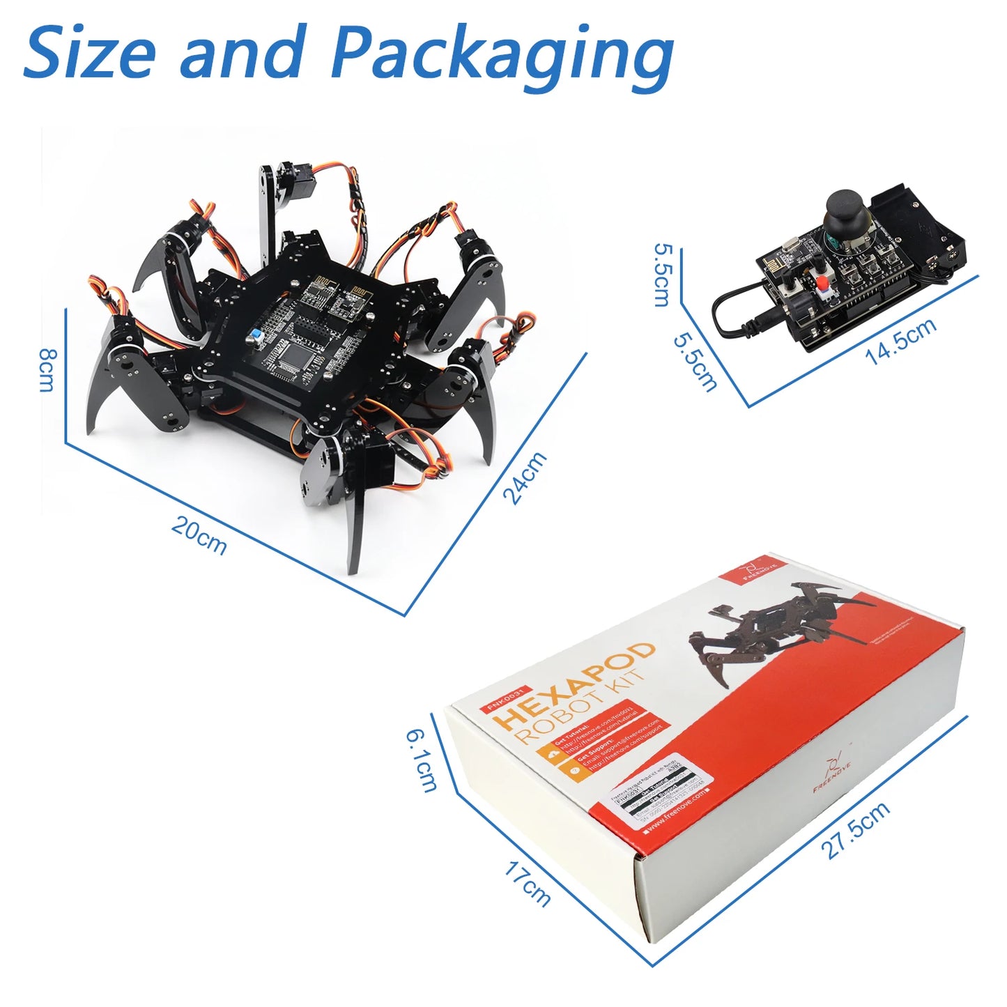 Kit de robot Freenove Hexapod para Arduino, torsión para gatear y caminar, control remoto por aplicación, proyecto Servo STEM - Drop4u