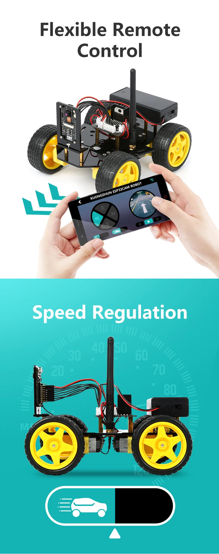 ESP32 Smart Robot Car Kit, Remote Control Car for Arduino Programming Project, STEM Educational Science Coding Kit - Drop4u