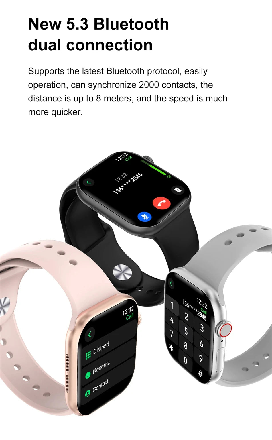 New DT Watch 10 Series Smart Watch Dial Weather Sports Record Mode Large Memory Voice Bluetooth Music Power Saving Smart Watch - Drop4u