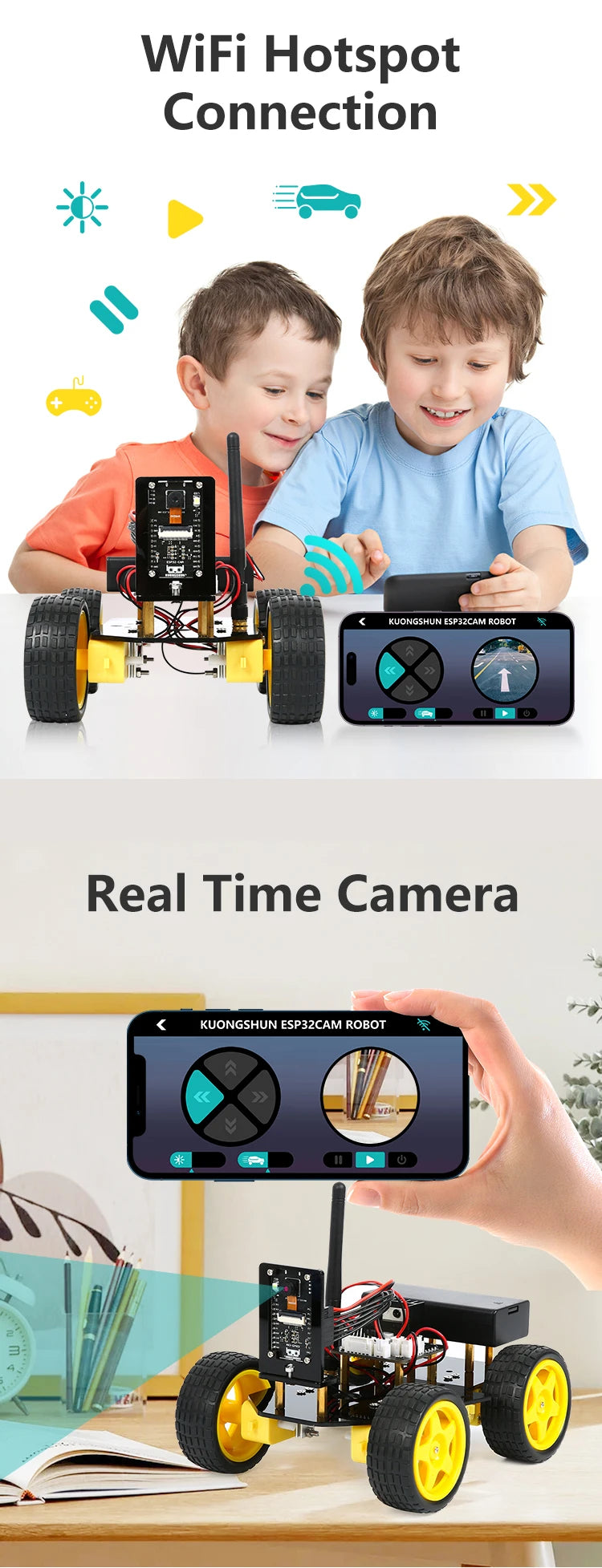 ESP32 Smart Robot Car Kit, Remote Control Car for Arduino Programming Project, STEM Educational Science Coding Kit - Drop4u