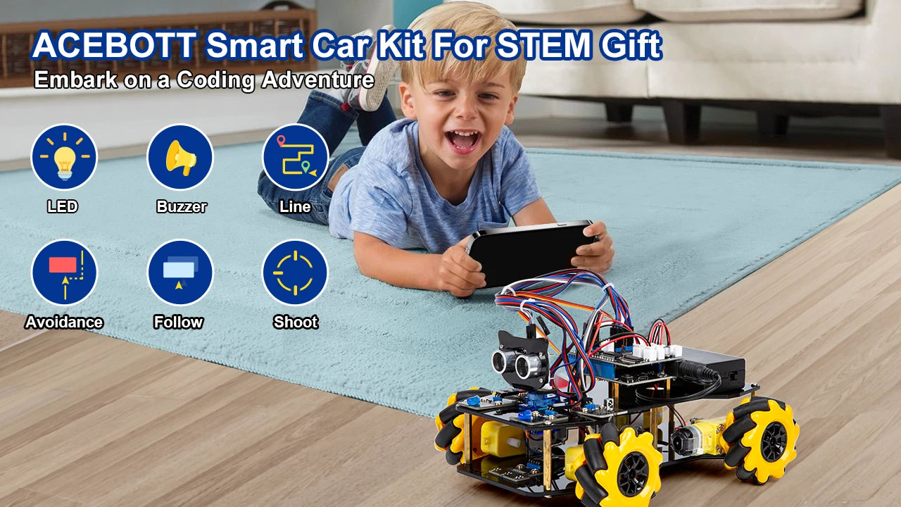 ESP32 Smart Robot Car Kit, Remote Control Car for Arduino Programming Project, STEM Educational Science Coding Kit - Drop4u