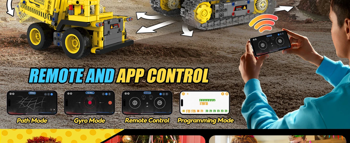 Robot de construcción de vástago 5 en 1, kits de 55 piezas para niños, aplicación y Control remoto, juguetes de construcción de excavadora, erector programable, regalo - Drop4u