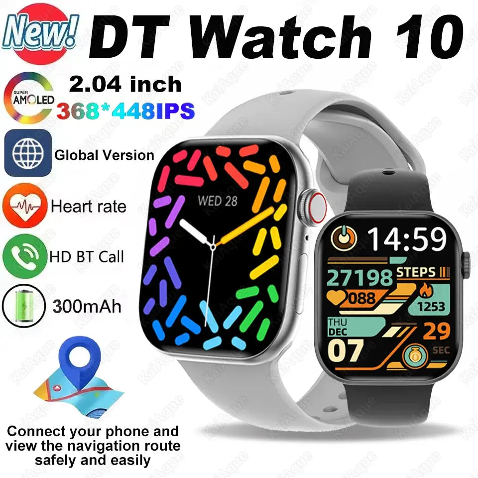 New DT Watch 10 Series Smart Watch Dial Weather Sports Record Mode Large Memory Voice Bluetooth Music Power Saving Smart Watch - Drop4u