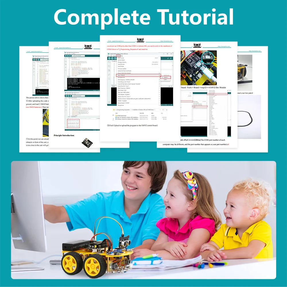 ESP32 Smart Robot Car Kit, Remote Control Car for Arduino Programming Project, STEM Educational Science Coding Kit - Drop4u