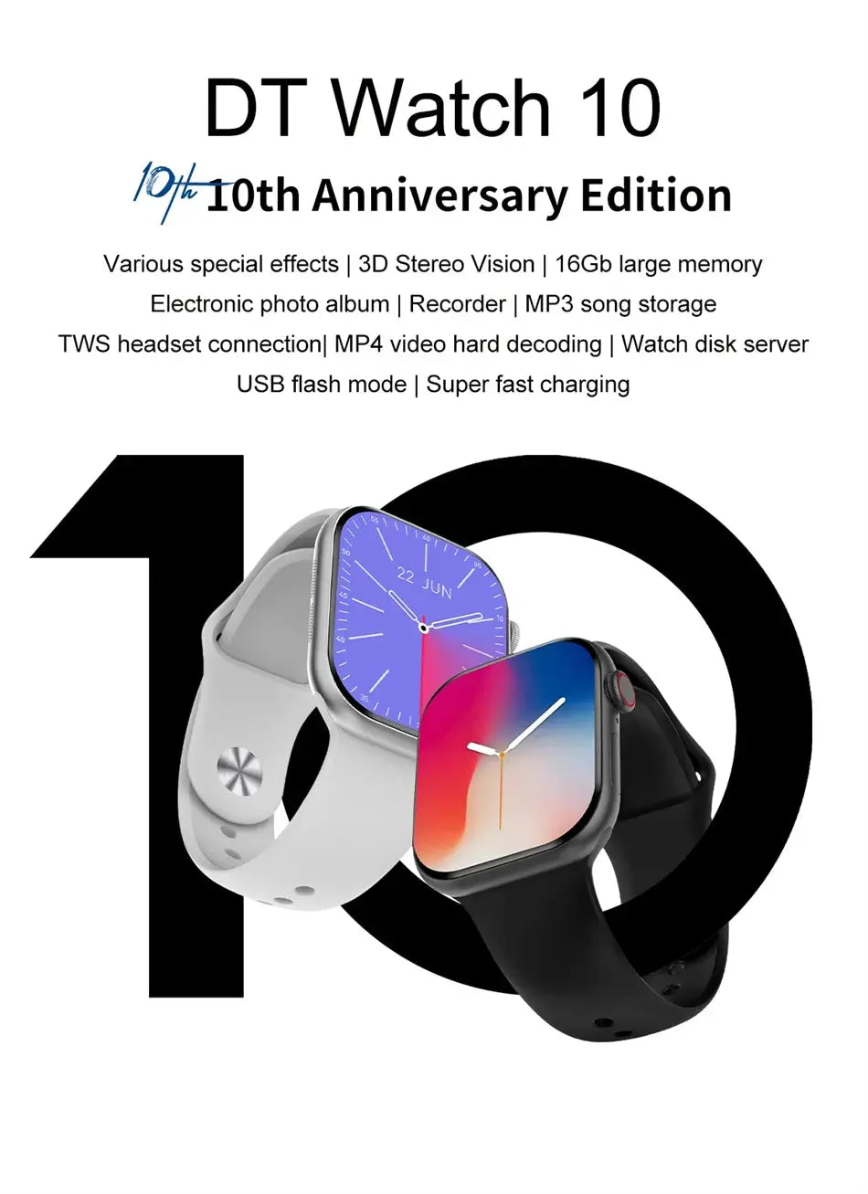 New DT Watch 10 Series Smart Watch Dial Weather Sports Record Mode Large Memory Voice Bluetooth Music Power Saving Smart Watch - Drop4u