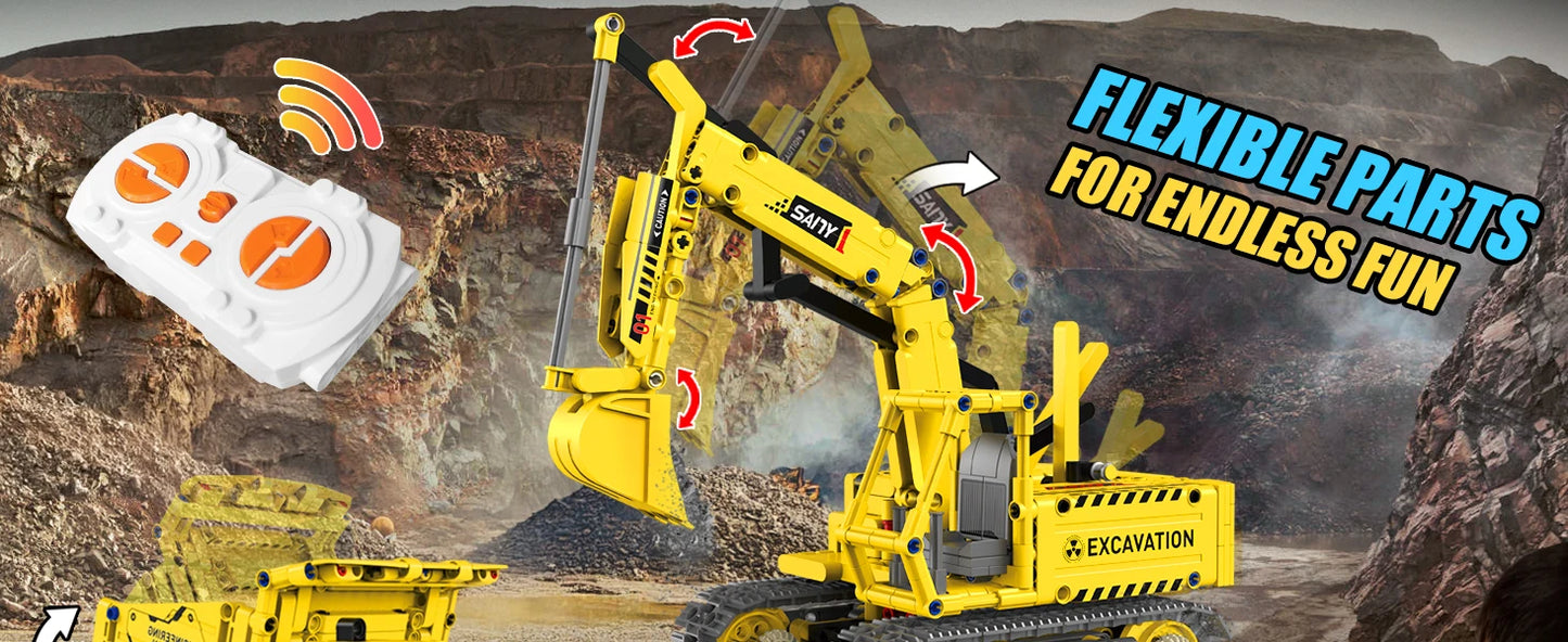 Robot de construcción de vástago 5 en 1, kits de 55 piezas para niños, aplicación y Control remoto, juguetes de construcción de excavadora, erector programable, regalo - Drop4u