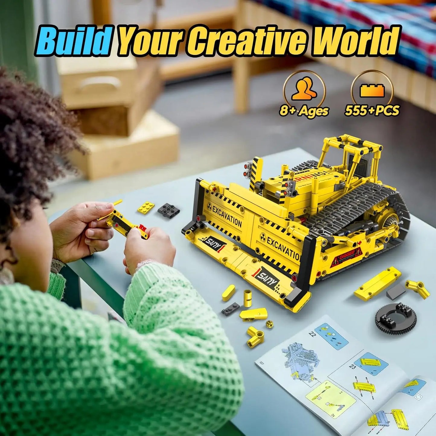 Robot de construcción de vástago 5 en 1, kits de 55 piezas para niños, aplicación y Control remoto, juguetes de construcción de excavadora, erector programable, regalo - Drop4u