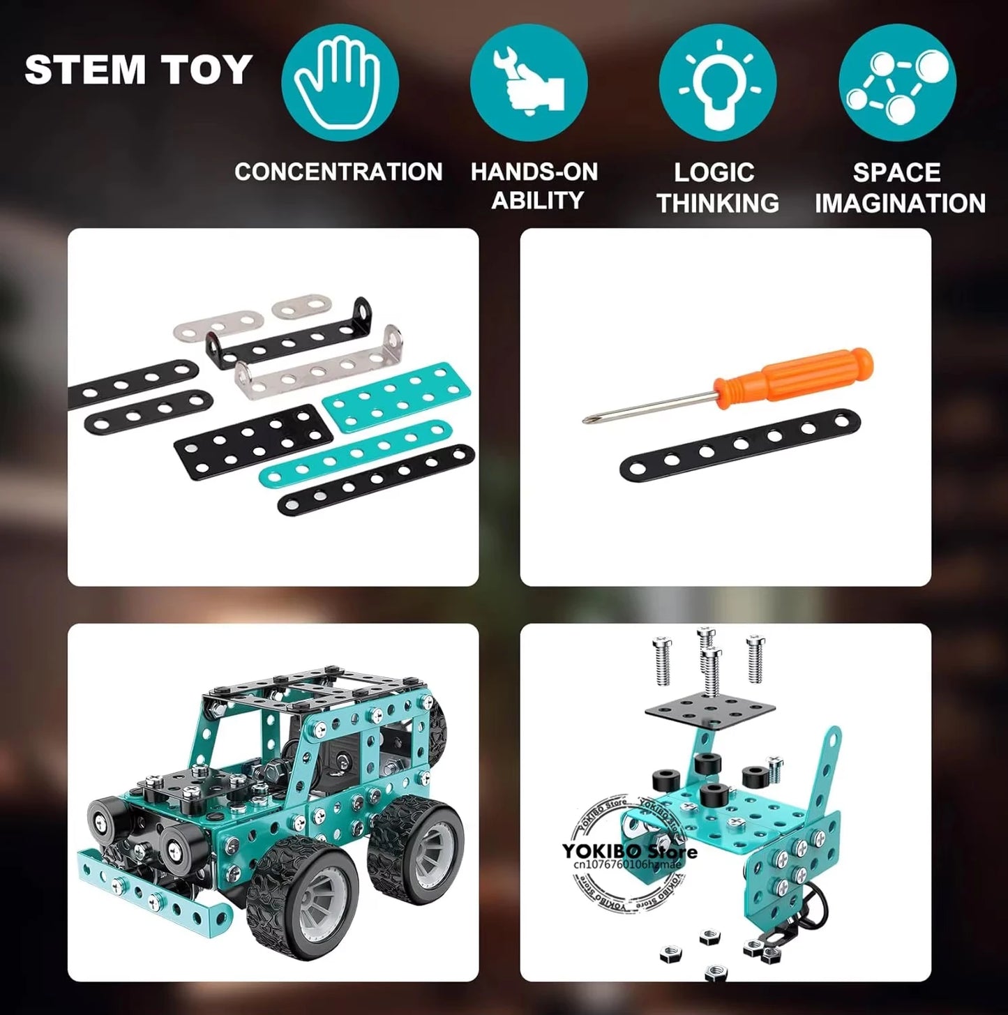 Juguetes de construcción, modelo de camión, proyectos de construcción STEM, modelo de coche, juguetes para niños, juguetes de montaje para niños, Kit de ingeniería de Metal 3D - Drop4u
