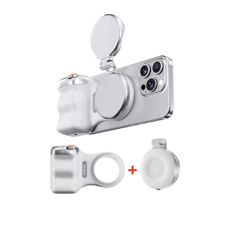 TELESIN Fun Shot Magnetic Hand Grip 2 Phone Camera Phone Holder Shooting Aid Remote Control Handle For Android And iOS Phone
