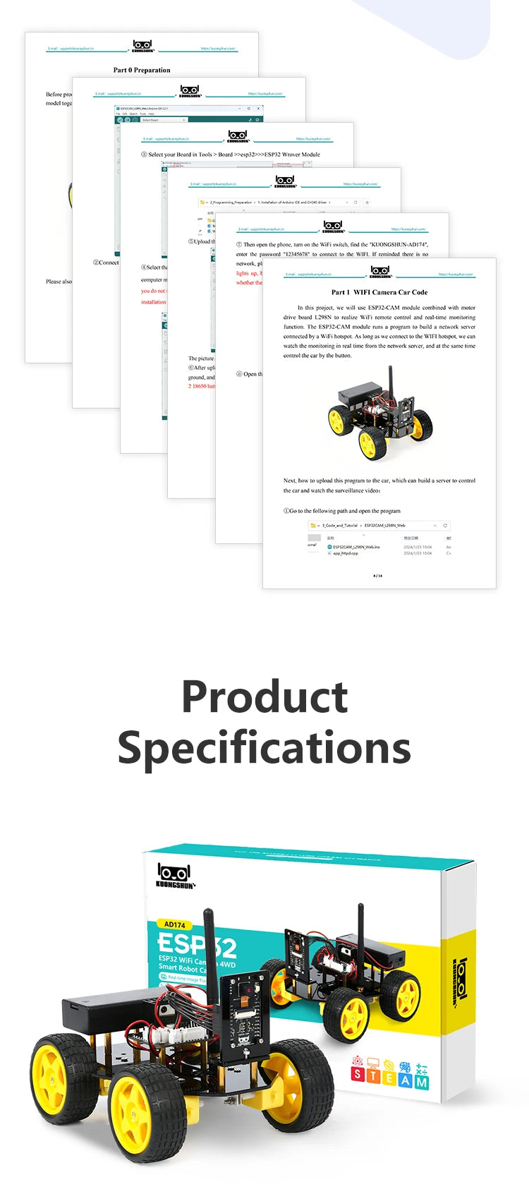 ESP32 Smart Robot Car Kit, Remote Control Car for Arduino Programming Project, STEM Educational Science Coding Kit - Drop4u