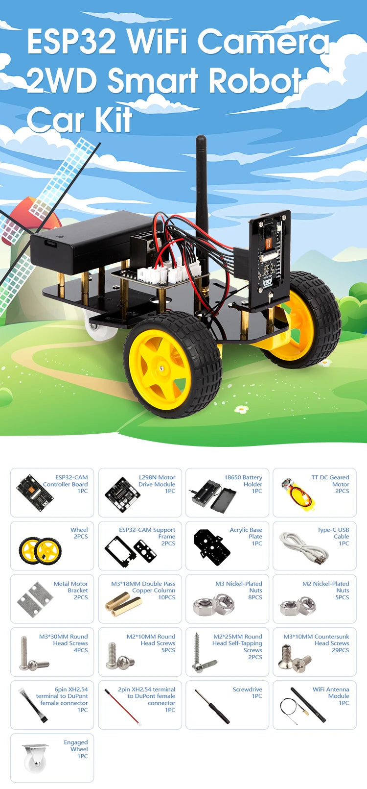 ESP32 Smart Robot Car Kit, Remote Control Car for Arduino Programming Project, STEM Educational Science Coding Kit - Drop4u