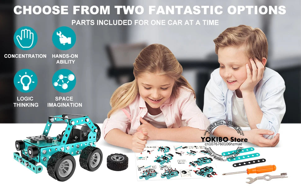 Juguetes de construcción, modelo de camión, proyectos de construcción STEM, modelo de coche, juguetes para niños, juguetes de montaje para niños, Kit de ingeniería de Metal 3D - Drop4u