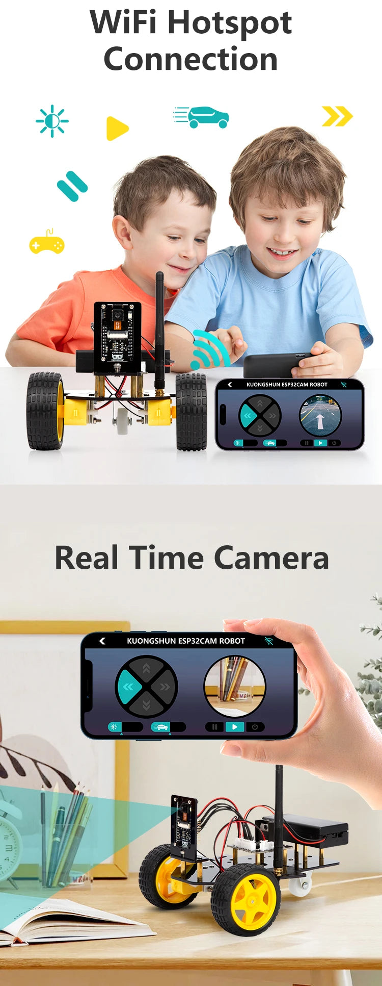 ESP32 Smart Robot Car Kit, Remote Control Car for Arduino Programming Project, STEM Educational Science Coding Kit - Drop4u