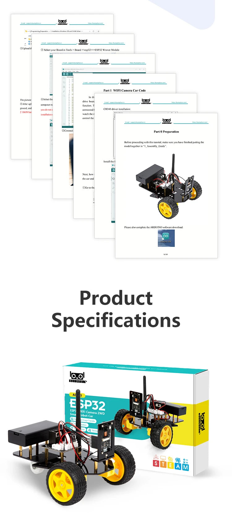 ESP32 Smart Robot Car Kit, Remote Control Car for Arduino Programming Project, STEM Educational Science Coding Kit - Drop4u