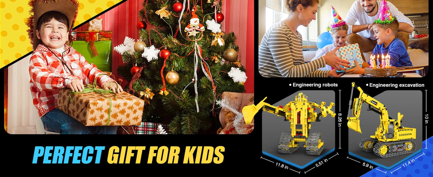 Robot de construcción de vástago 5 en 1, kits de 55 piezas para niños, aplicación y Control remoto, juguetes de construcción de excavadora, erector programable, regalo - Drop4u