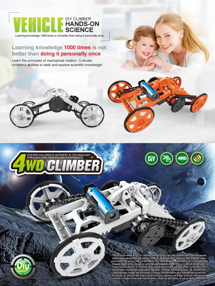 Juguete Solar novedoso para niños, Kit de ensamblaje, juego robótico, tracción en todas las ruedas, coche de escalada, juegos STEM, juguetes educativos, regalo para niños - Drop4u