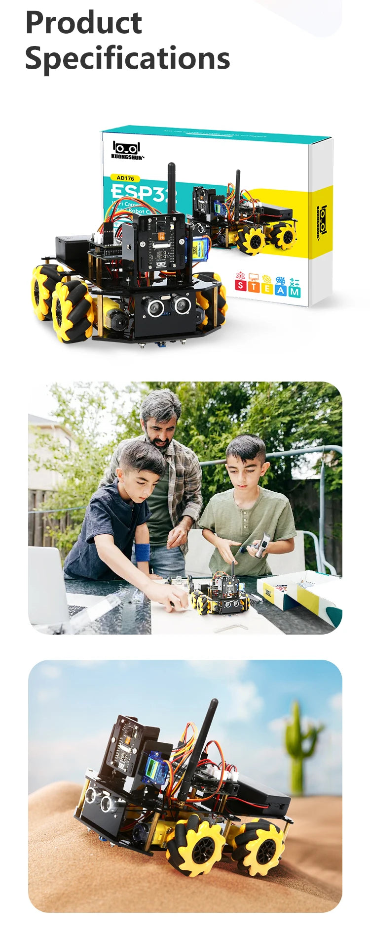ESP32 Smart Robot Car Kit, Remote Control Car for Arduino Programming Project, STEM Educational Science Coding Kit - Drop4u