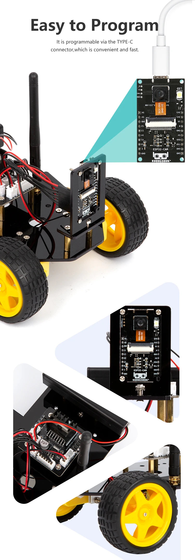 ESP32 Smart Robot Car Kit, Remote Control Car for Arduino Programming Project, STEM Educational Science Coding Kit - Drop4u