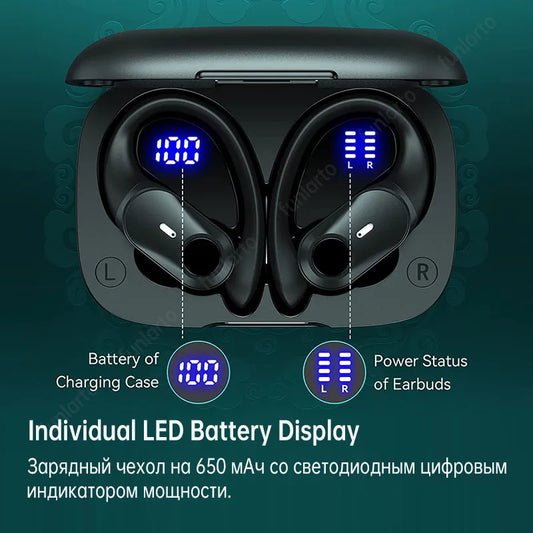 Wireless Bluetooth Headset Sports TWS Bluetooth Earphones with Microphones Deep Bass 36H IPX7 Waterproof Bluetooth Headphones