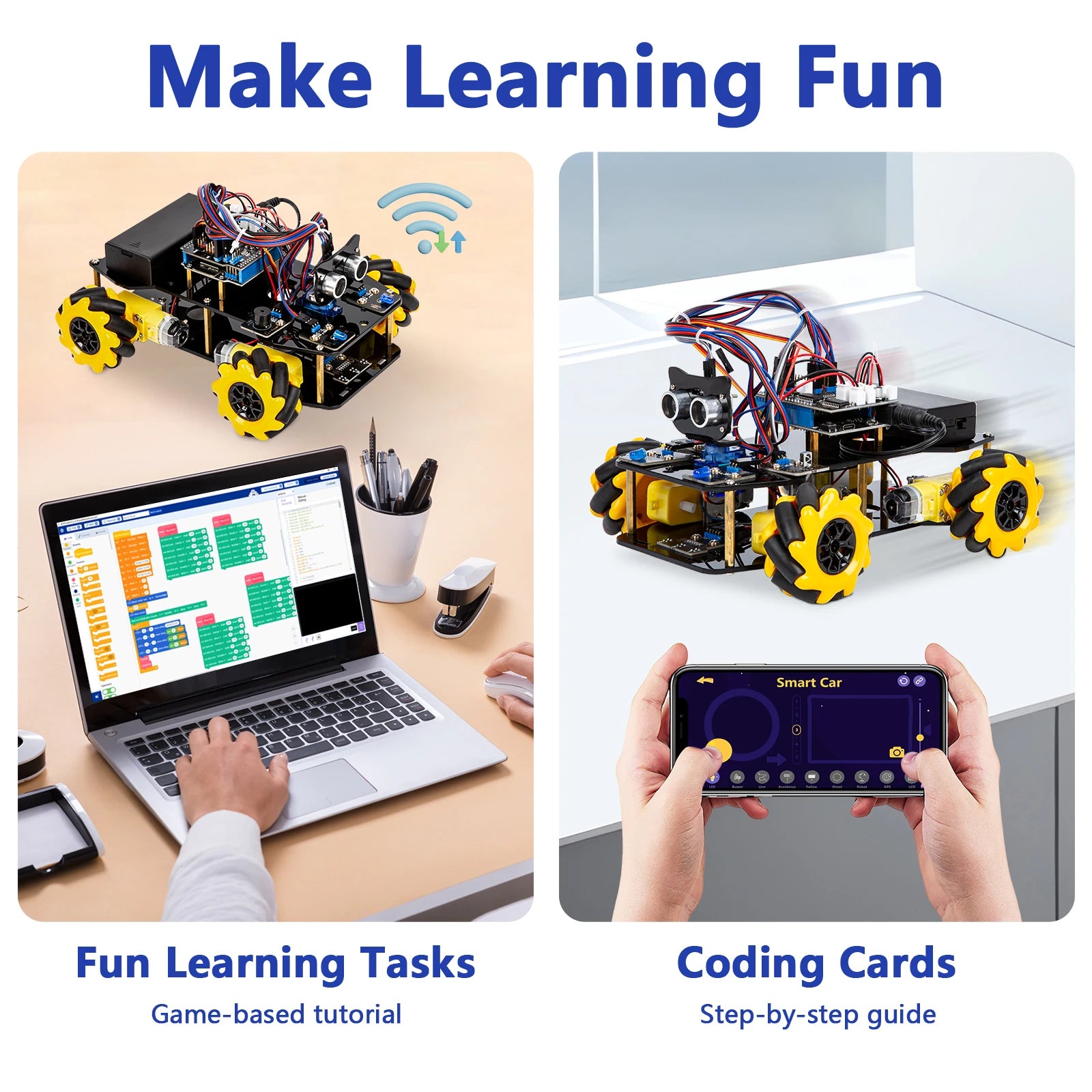 ESP32 Smart Robot Car Kit, Remote Control Car for Arduino Programming Project, STEM Educational Science Coding Kit - Drop4u