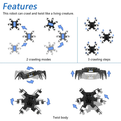 Kit de robot Freenove Hexapod para Arduino, torsión para gatear y caminar, control remoto por aplicación, proyecto Servo STEM - Drop4u