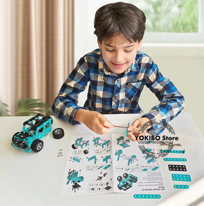 Juguetes de construcción, modelo de camión, proyectos de construcción STEM, modelo de coche, juguetes para niños, juguetes de montaje para niños, Kit de ingeniería de Metal 3D - Drop4u