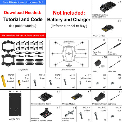 Kit de robot Freenove Hexapod para Arduino, torsión para gatear y caminar, control remoto por aplicación, proyecto Servo STEM - Drop4u