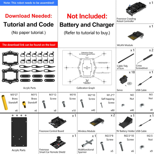 Kit de robot Freenove Hexapod para Arduino, torsión para gatear y caminar, control remoto por aplicación, proyecto Servo STEM - Drop4u