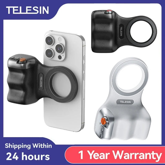 TELESIN Fun Shot Magnetic Hand Grip 2  Phone Camera Phone Holder Shooting Aid Remote Control Handle For Android And iOS Phone