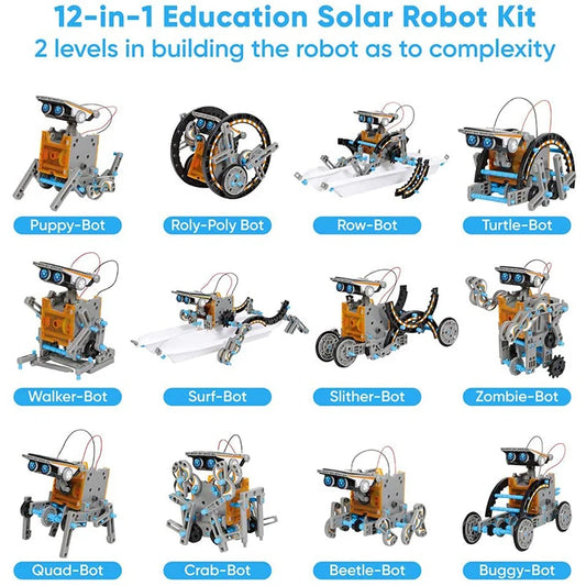 Robot Solar educativo 12 en 1, juguetes STEM, Kit de construcción científica para niños y niñas, Kit de montaje DIY, juguete - Drop4u