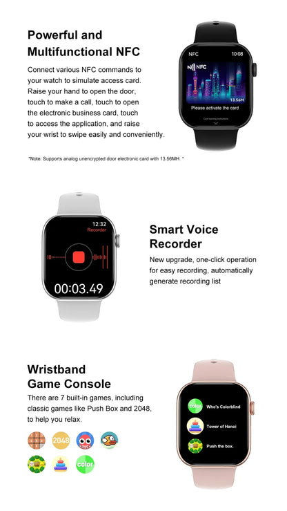 New DT Watch 10 Series Smart Watch Dial Weather Sports Record Mode Large Memory Voice Bluetooth Music Power Saving Smart Watch - Drop4u