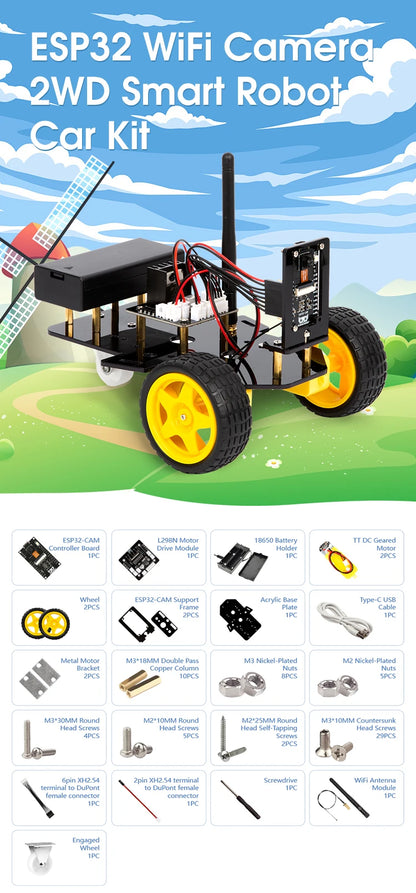 ESP32 Smart Robot Car Kit, Remote Control Car for Arduino Programming Project, STEM Educational Science Coding Kit - Drop4u