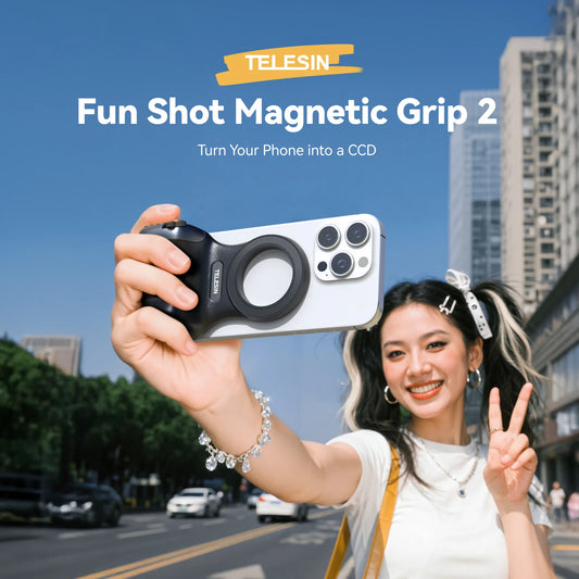 TELESIN Fun Shot Magnetic Hand Grip 2  Phone Camera Phone Holder Shooting Aid Remote Control Handle For Android And iOS Phone