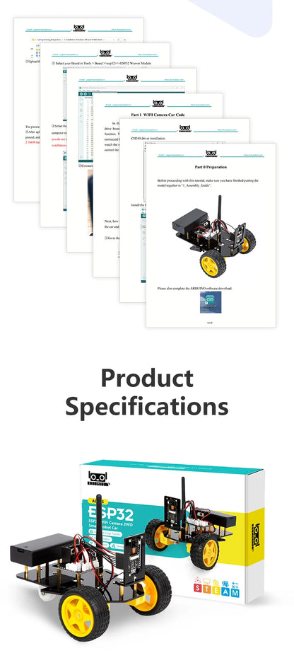 ESP32 Smart Robot Car Kit, Remote Control Car for Arduino Programming Project, STEM Educational Science Coding Kit - Drop4u