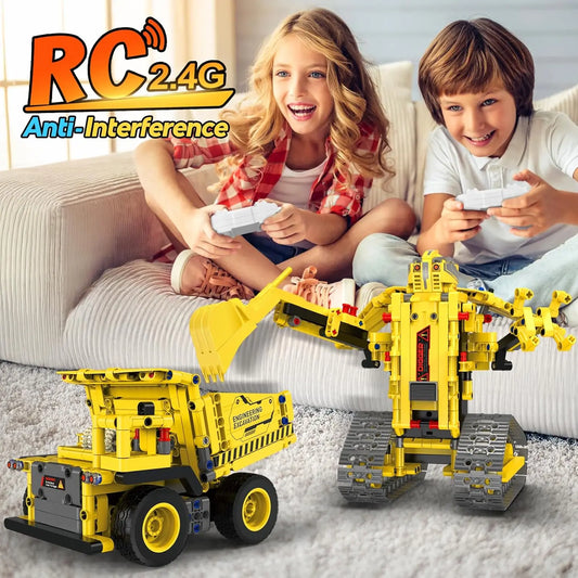 Robot de construcción de vástago 5 en 1, kits de 55 piezas para niños, aplicación y Control remoto, juguetes de construcción de excavadora, erector programable, regalo - Drop4u
